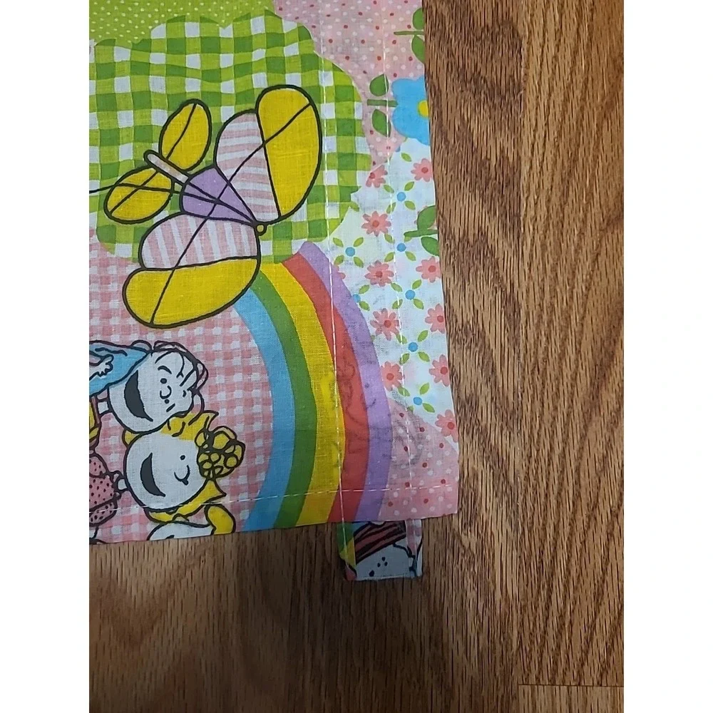 Vintage 1970s Peanuts Snoopy Window‎ Curtains Set 2 Curtains Pink Rainbow